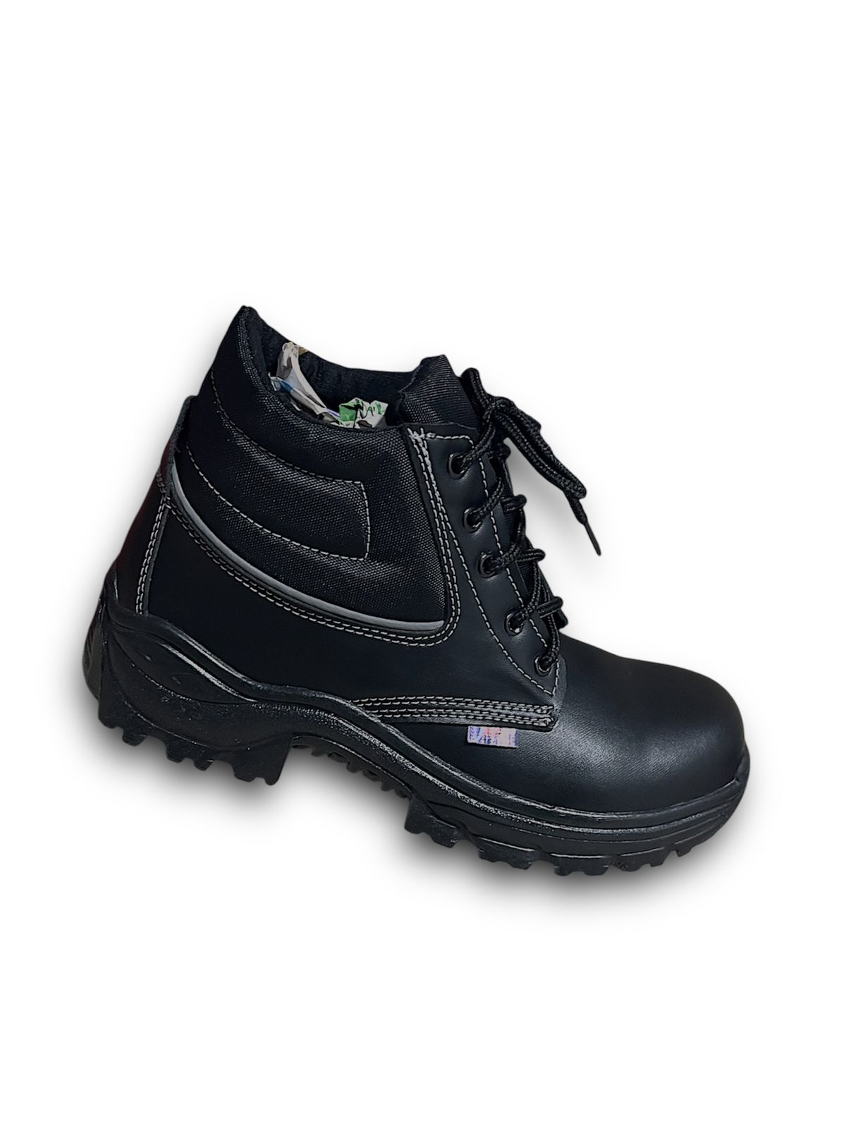 BOTA DE SEGURIDAD EN CUERO NEGRO  E-88