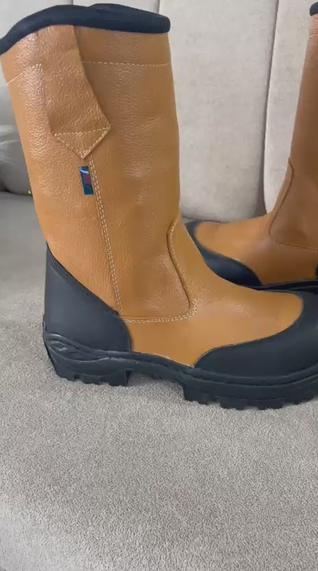 Bota SOLDADOR EN CUERO AMARILLA CON NEGRO R-23