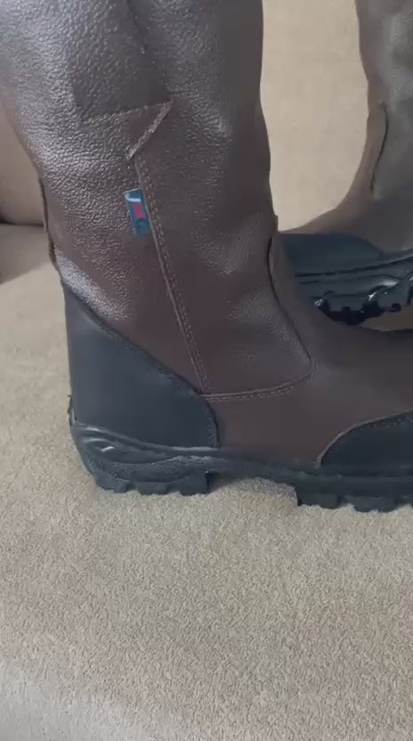 Bota SOLDADOR EN CUERO CAFE CON NEGRO R-24